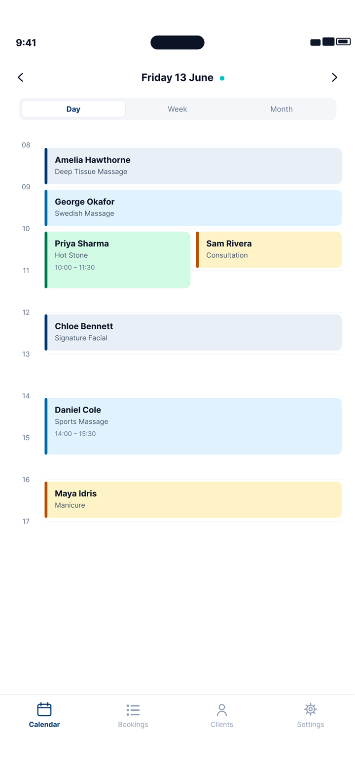 Your daily calendar in the ResNeo app